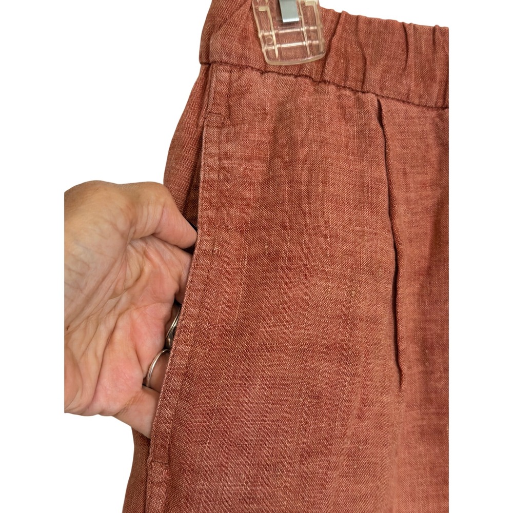 Eileen Fisher Puckered Organic Linen Stripe Lantern Pants Size SP Lagenlook - Picture 4 of 15